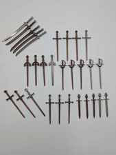 Lot of 29 Mini Metal Swords Replica Weapons for Action Figures Bronze and Silver