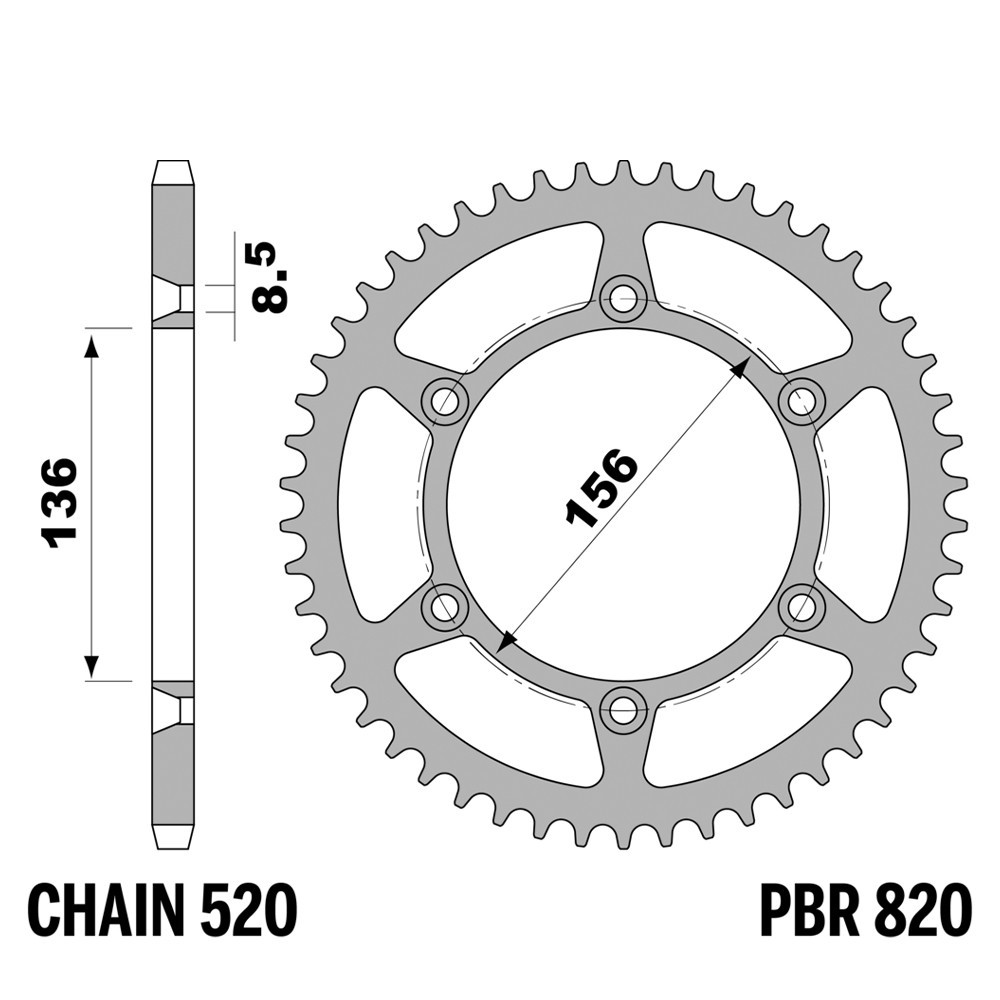 Pignon 520 Suzuki RGV 250 VJ22B couronne acier PBR 43 dents transmission fluide