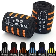 Professional Wrist Wraps & Straps for Gym & Weightlifting (12 inch) Black/Orange