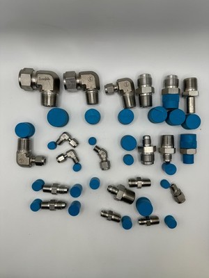 Lot of 20 NEW Swagelok Misc SS Tube Fittings & Adapters, Elbows, etc 1/8'' - 1/2''