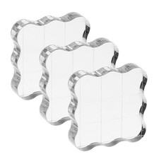 Acrylic Stamp Block, 3 Pack Wavy Shape with Lines, 1.4x1.4"