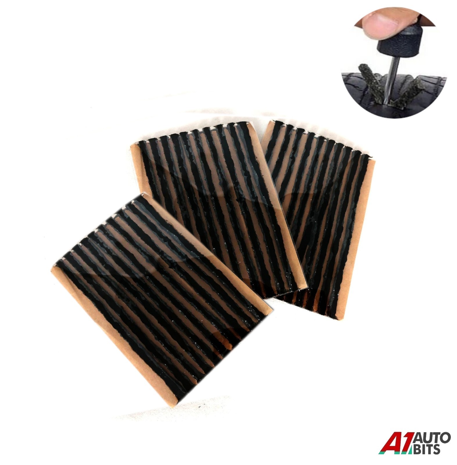 X Tubeless Pneumatici Kit Riparazione 10.2cm Strisce Spina Auto Furgone Moto - Immagine 1
