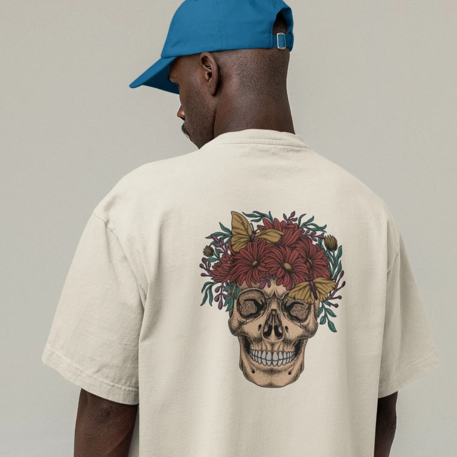 Mens Oversized T-Shirt Back Print Streetwear Graphic Baggy Tee Workout Top