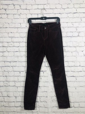 Joe's Women's  The Icon Mid Rise Skinny Ankle Velour Pants Burgundy Size 25