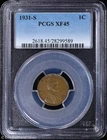 1931-S 1c Lincoln Wheat Cent PCGS XF 45
