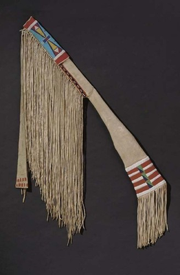 #ad Native American Indian Beaded Rifle Scabbard Sioux Style Suede Leather $95.00