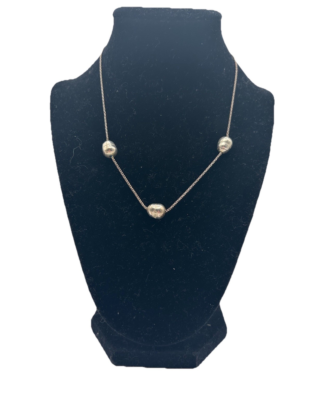 Sterling Silver 925 9mm Solid Silver Bead Station… - image 1