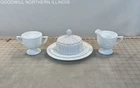 Vintage Anchor Hocking Vitrock Milk Glass Grape Creamer Sugar Butter Dish Set