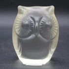 Vintage Fenton Owl 3” Satin Frosted Clear Glass Paperweight Figurine