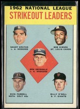 1963 Topps League Leaders Don Drysdale Sandy Koufax Bob Gibson Turk Farrell #9