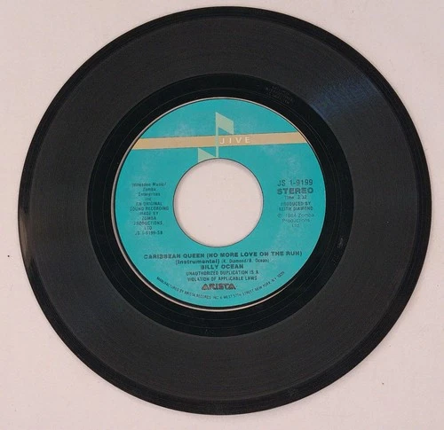 Billy Ocean Caribbean Queen 45 RPM Vinyl Record Single 1984 Arista Vintage Music
