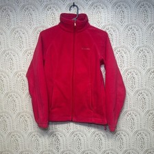 Columbia Fleece Jacket Women's Red Full Zip Mock Neck Size S