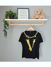 Ladies Versace Virtus Motif / Graphic Tee /T-Shirt / Top Black Size 8 / 10