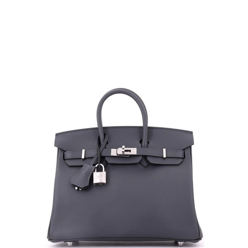 Hermes Birkin Handbag Grey Swift with Palladium Hardware 25