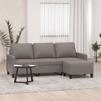 3-Sitzer-Sofa Mit Hocker Taupe 180 Cm Stoff