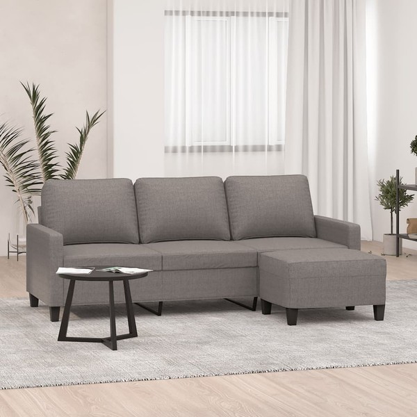 3-Sitzer-Sofa Mit Hocker Taupe 180 Cm Stoff-image