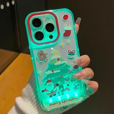 LED Flash Christmas Cute Case Shockproof For iPhone 17 16 15 Pro Max 14 13 12 11