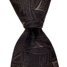 MARIO VALENTINO Vintage Silk Necktie ITALY Designer Geometric Black/Gray EUC