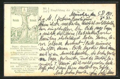 Postcard magazine Deutsche Gaue for local history research & local history, old tree with  