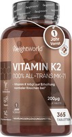 Vitamin K2 MK7-365 Vegane Tabletten - 200µG Je Dosis - 100% All-Trans Menaquinon