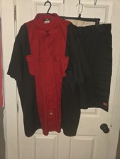 Dickies Black/Red two pice Work Shorts Size 36 and shirt XXL