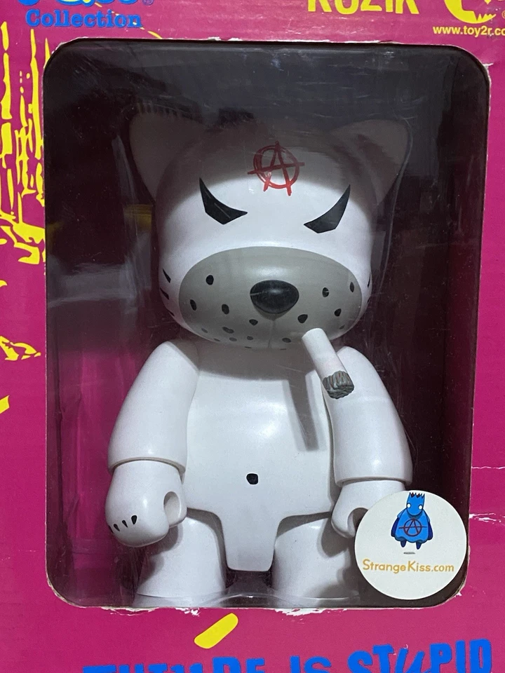 Frank Kozik - Anarchy WHITE  CAT Qee - Strangekiss - Toy2R - 8 INCH - Rare - NIB - Image 2 of 4