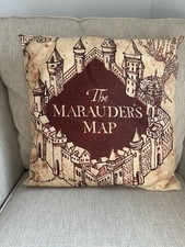 Harry Potter Borgoña Rojo/Crema Cojín/Almohada - Mapa del Merodeador