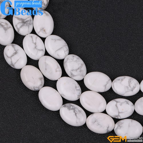 10x14 mm Natürlich Weiß Howlith Edelstein Oval Perlen für Schmuck Herstellung Strang 15 Zoll - Bild 7 von 9
