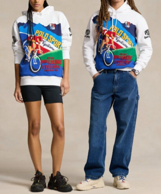 Polo Sport Ralph Lauren France Cyclisme Cycling Poster Hoodie NWT