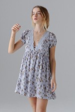 Urban Outfitters Rylan Frock Mini Dress S P Women Casual Short Sleeve NEW 38942