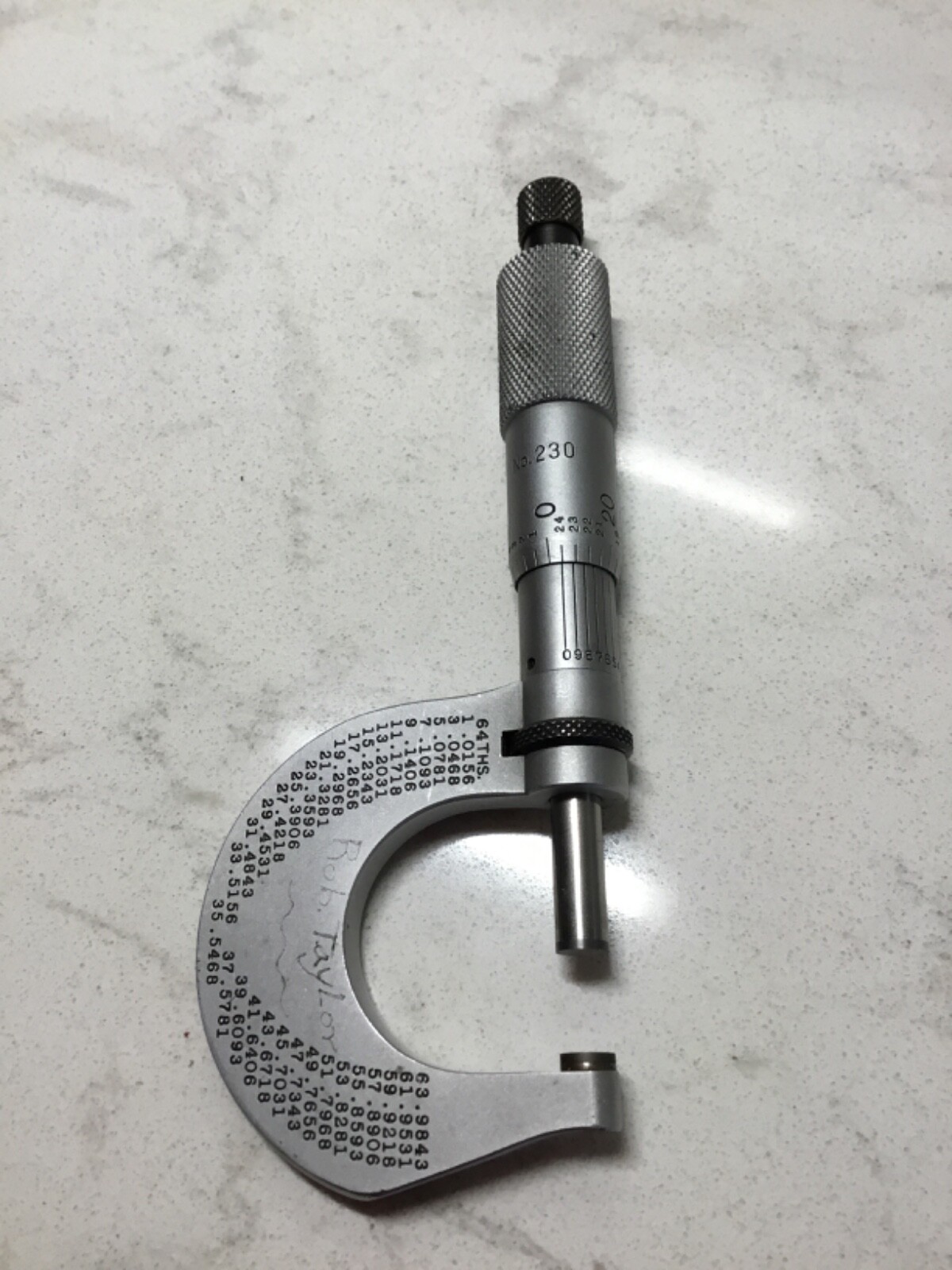 Starrett Micrometer Caliper 230, 01", vintage tool, excellent