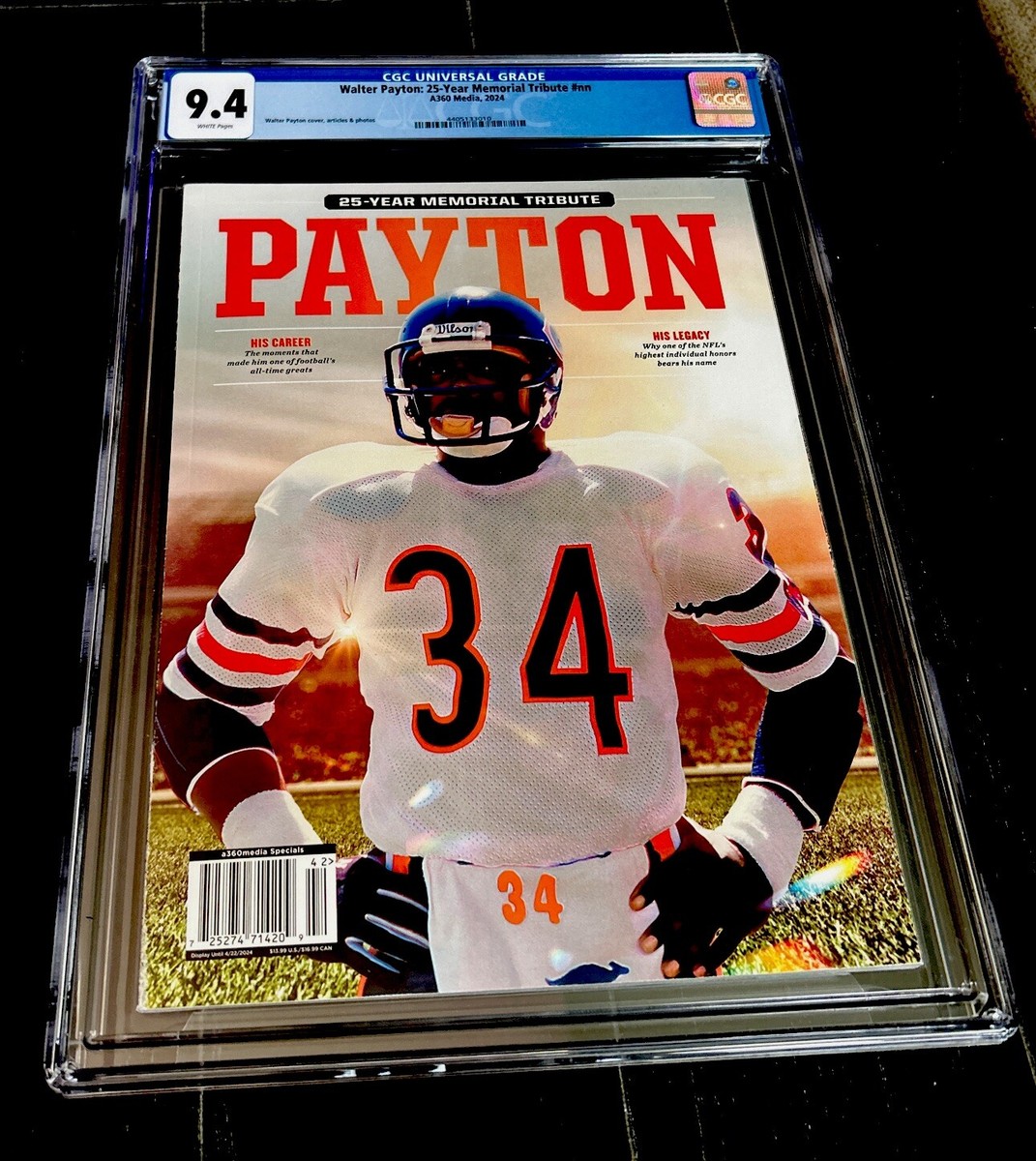 Patch Commémoratif Walter Payton – Chicago Bears – 4 Pouces – NFL – Neuf