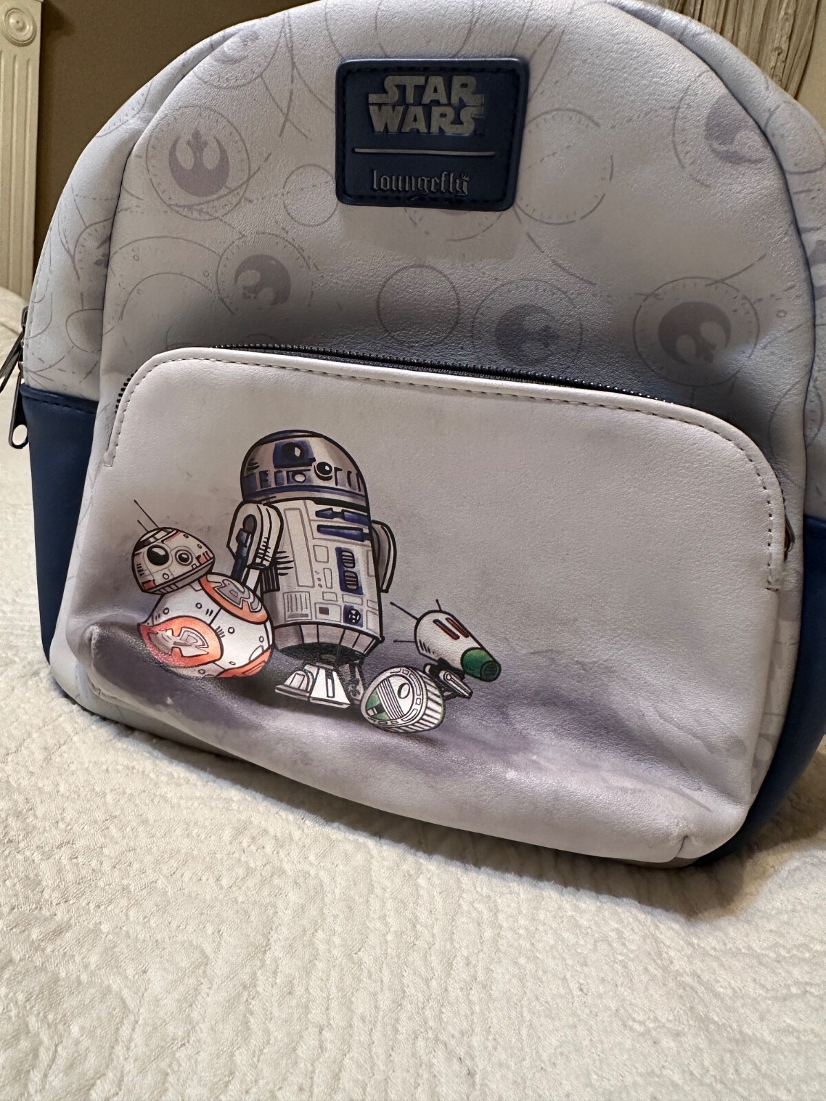 Loungefly Star Wars Mini Backpack Baby Yoda R2D2 BB8 Blue White NWT Cute Collectible  