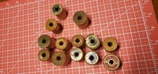 Lot of 13 empty Wooden Thread Spools some with Labels J & P Coats