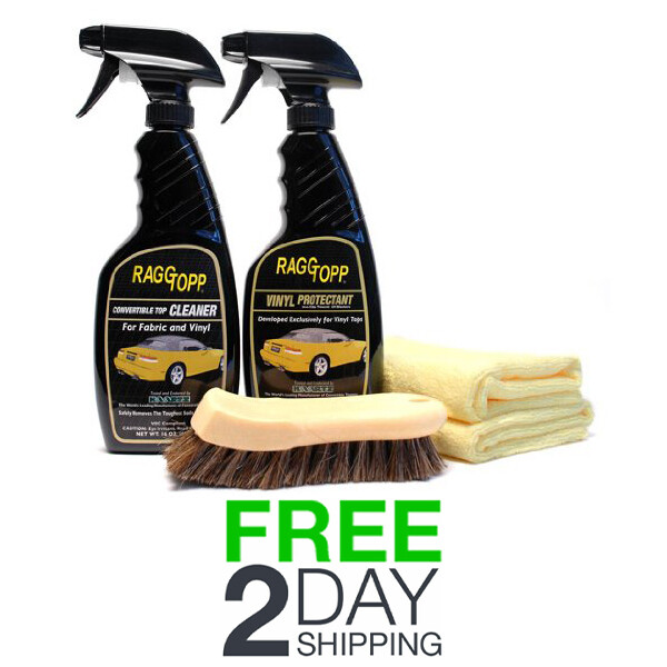 Raggtopp Vinyl Convertible Top Cleaner/Protectant Kit + Brush + 2