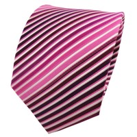 Tigertie Designer Seidenkrawatte Magenta Fuchsia Rosa Pink Weiß Gestreift