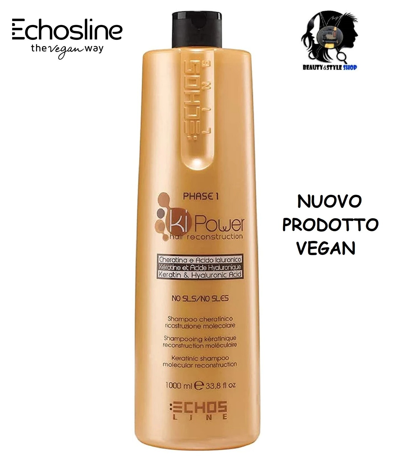 SHAMPOO CAPELLI DANNEGGIATI ECHOS LINE KI POWER 1000ML PROFESSIONALE ECHOSLINE