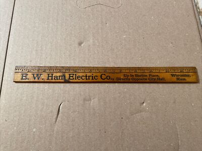 Vintage Worcester Massachusetts Advertising Ruler E W Ham Electric Co