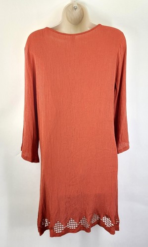 Monoreno Dress Cover Up Womens S Rust Red Crochet Lace Boho Crepe - Picture 11 of 13