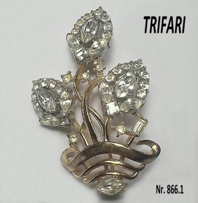 Trifari, A. Philippe Anstecknadel vgt Pat Pend ''Flirtation Flower Collection 1953''