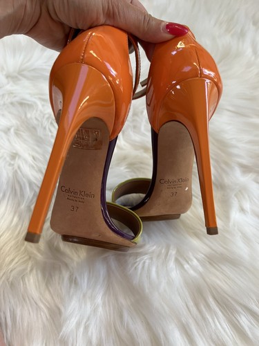 CALVIN KLEIN COLLECTION ITALY Pink Strappy SANDALS HEELS US 6.5 size EU 37 - Picture 5 of 7