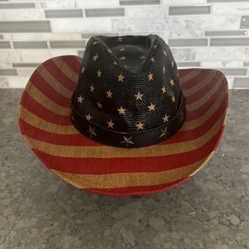 Vintage Dyed American Flag Cowboy Hat | Color: Red | Size: Os - Picture 2 of 6