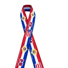 Belt Unisex Puerto Rico Flag Canvas Silver Tone Buckle 42"x1" Logo Adjustable