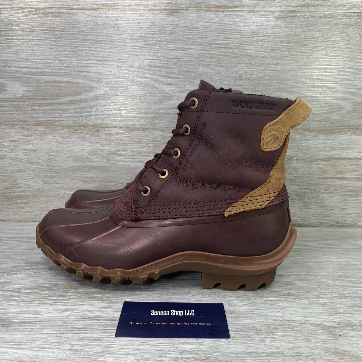Wolverine Womans Torrent Waterproof Cognac Maroon Duck Boots Size 8