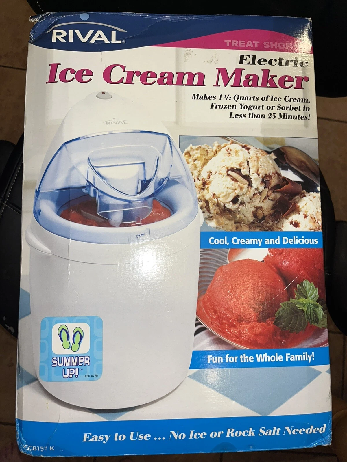 Vintage Rival Electric Ice Cream Maker 1.5 Quart Model Sorbet Frozen Yogurt