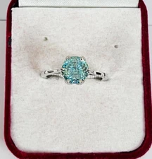 3 Ct Blue Treated Diamond Ring Portuguese Cut Great Shine Certified Wedding Ring