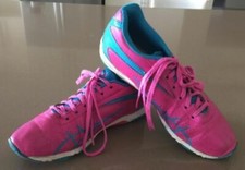 ASICS Running Shoe Pink Blue White Gel-Storm Girl 2 Girls Size 22cm US 3 EU 35