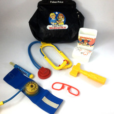 Vintage Fisher Price Plastic Toys Doctor's Bag Medical Kit Set of 8
