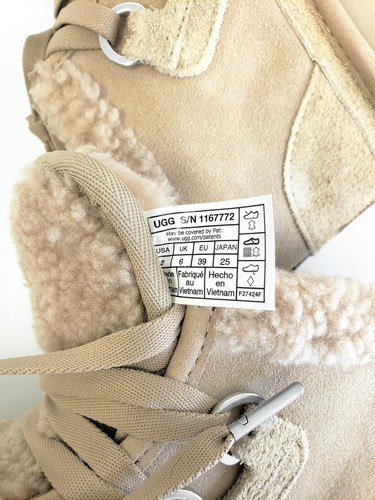 UGG Mujeres Clásicas Nuevas Alturas Con Cordones Gamuza Oveja Plataforma Botas Arena EE. UU. 8 - Imagen 4 de 4