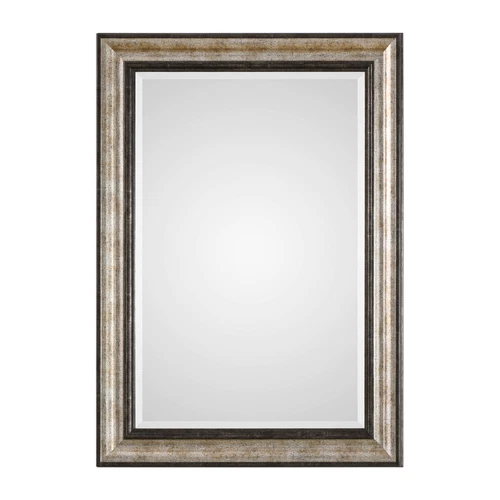 Classic Vintage Style Silver Bronze Wall Mirror Two Tone Vanity Curved Antiqued - Picture 1 of 4